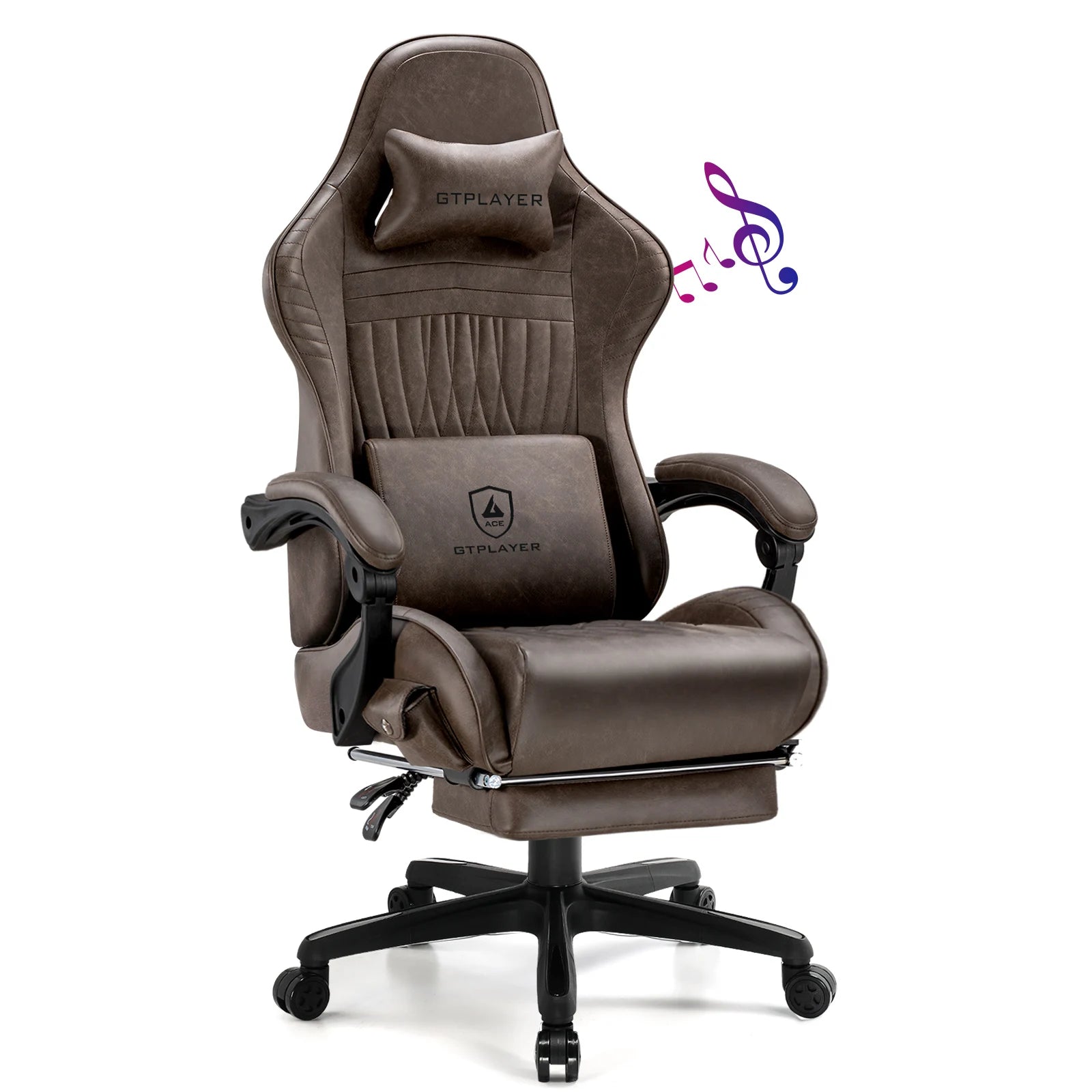 GTPLAYER Gaming chair Ergonomic Gaming armchair Desk chair PC Footrest loudspeaker Music Office chair up to 150kg
