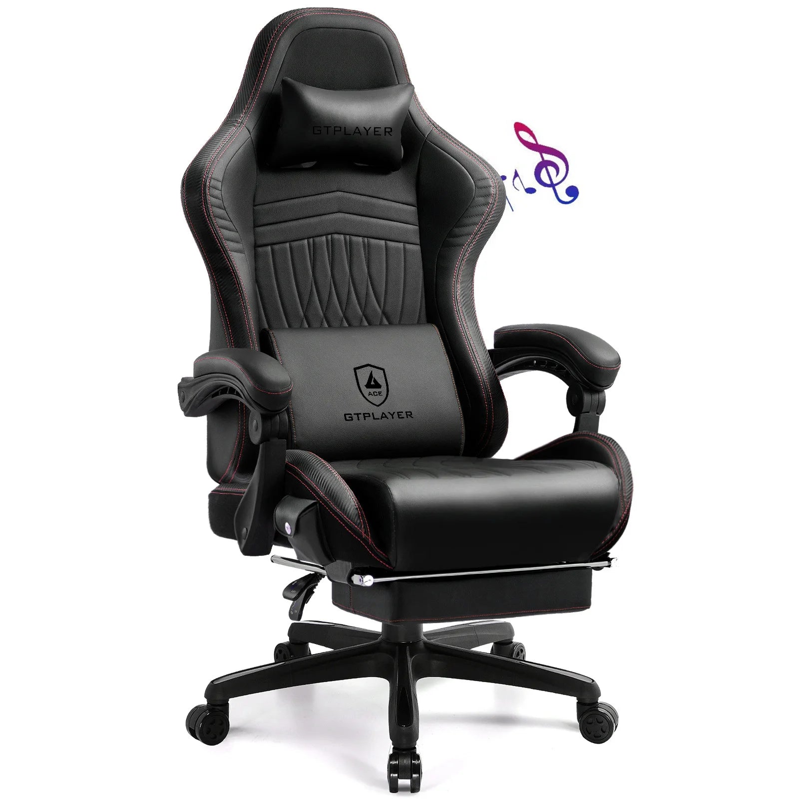 GTPLAYER Gaming chair Ergonomic Gaming armchair Desk chair PC Footrest loudspeaker Music Office chair up to 150kg
