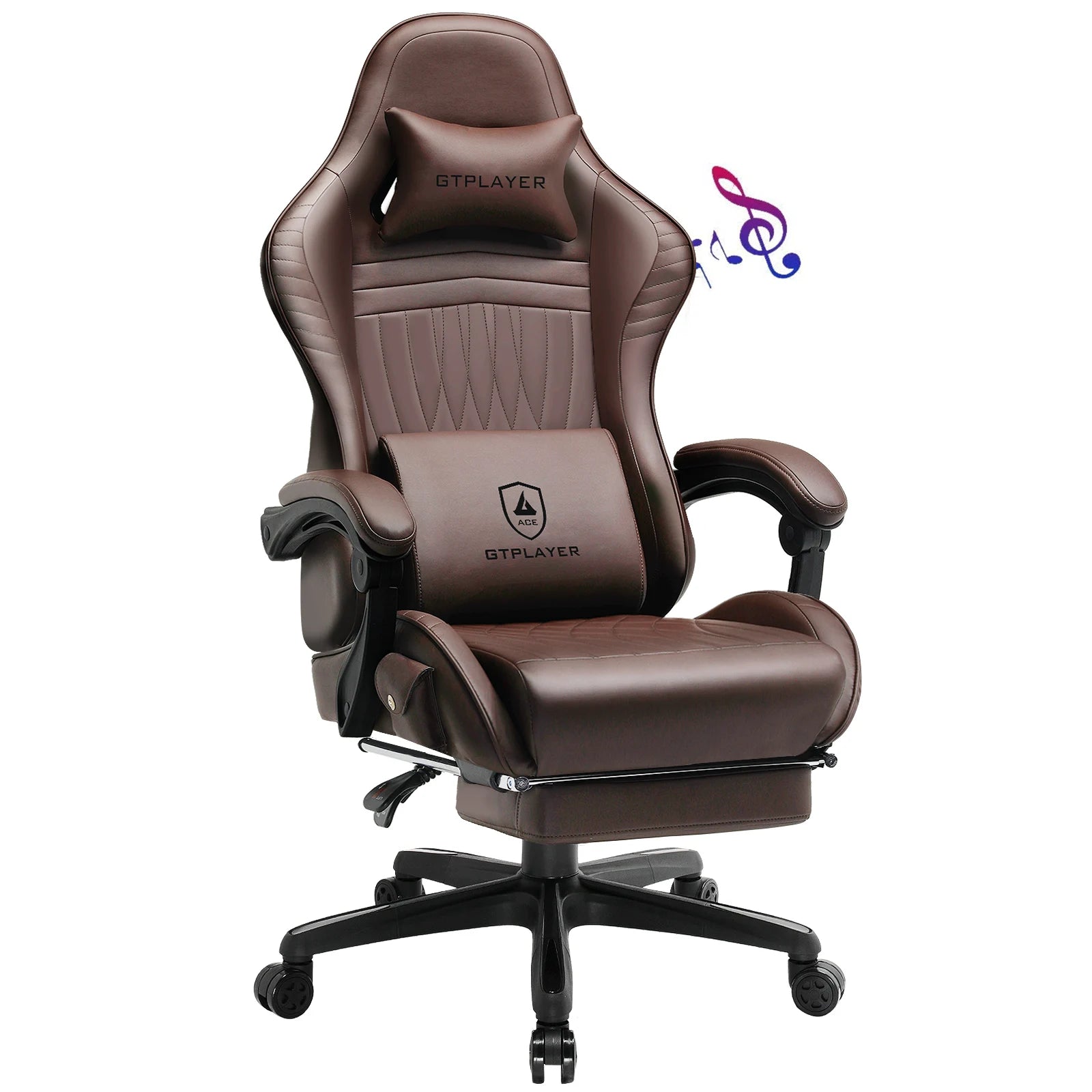 GTPLAYER Gaming chair Ergonomic Gaming armchair Desk chair PC Footrest loudspeaker Music Office chair up to 150kg