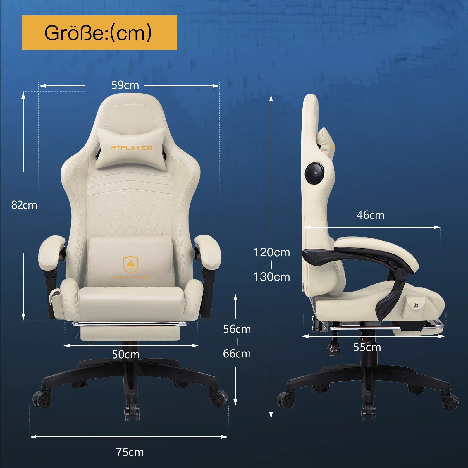 GTPLAYER Gaming chair Ergonomic Gaming armchair Desk chair PC Footrest loudspeaker Music Office chair up to 150kg