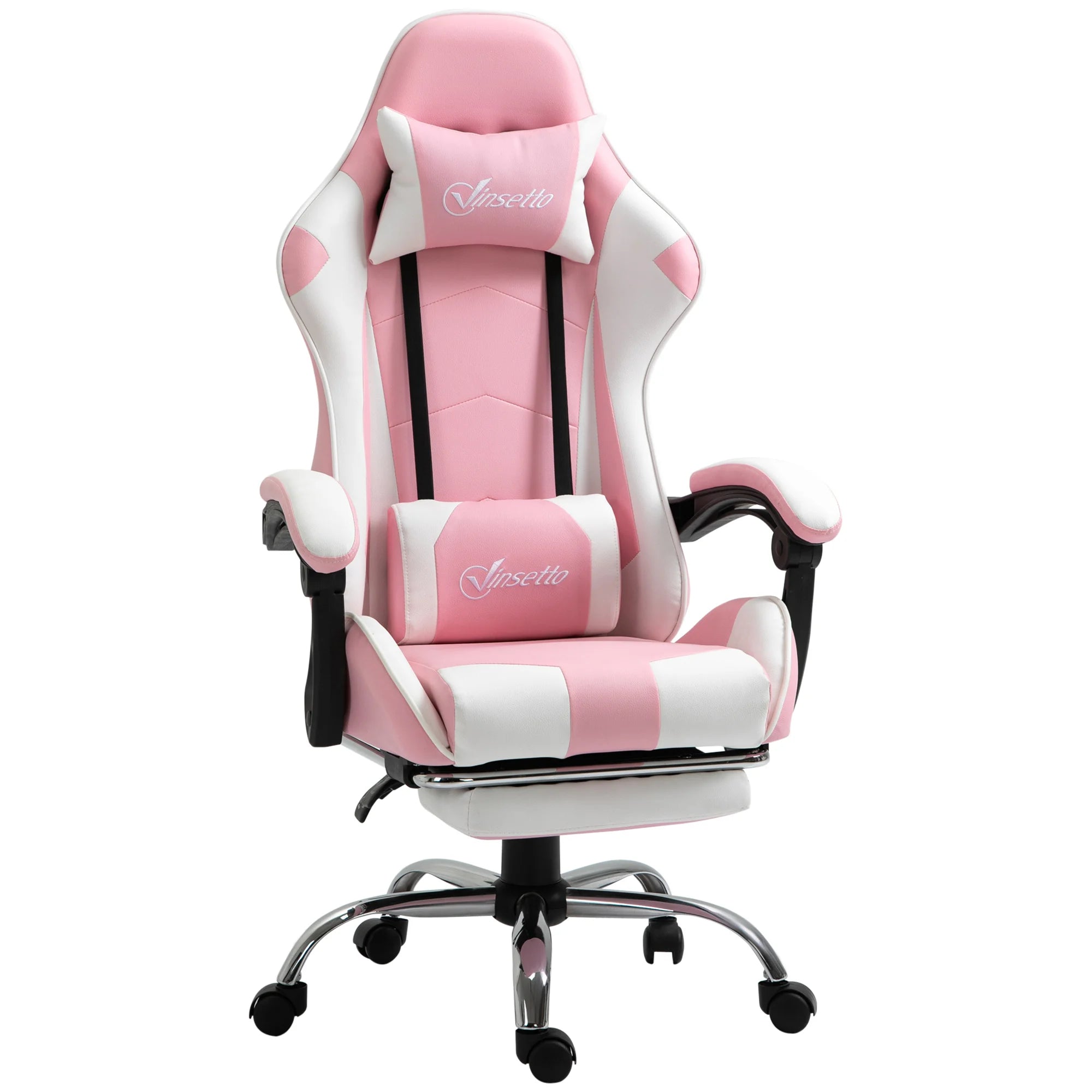 Vinsetto Reclining Gaming Chair Headrest Footrest 64X67X119-127 cm Pink