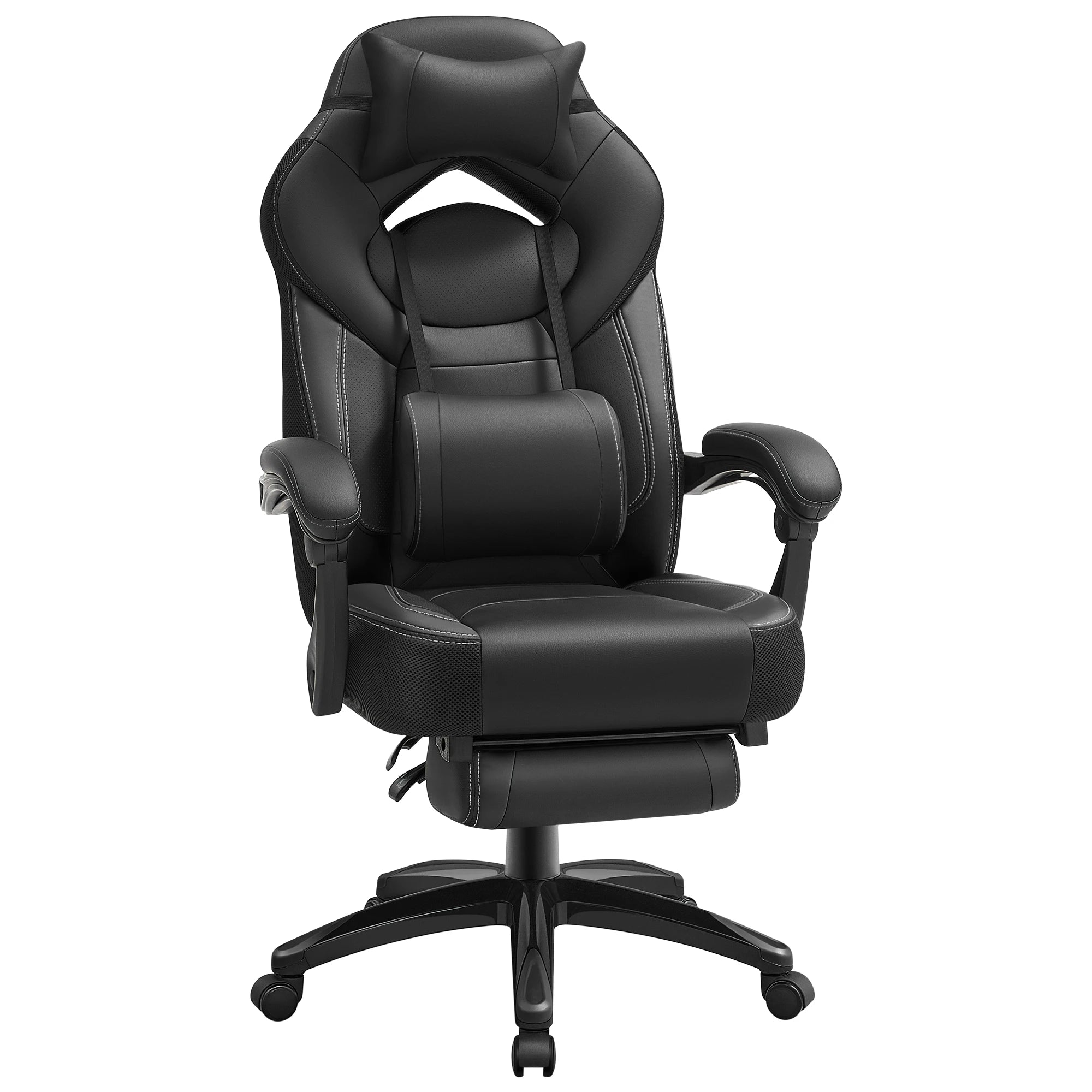 SONGMICS  Ergonomic Gaming Chair  Office Chair with Telescopic Footrest  Adjustable Headrest  Lumbar Support  Maximum Load